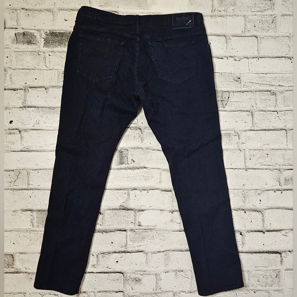 Re-Hash Men’s Checkered Denim Pants Blue Size 40 Contemporary Fit - Picture 3 of 10